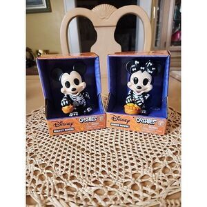 Disney Mickey Minnie Mouse Skeleton 4" Ooshies Figure Set Halloween Collectibles